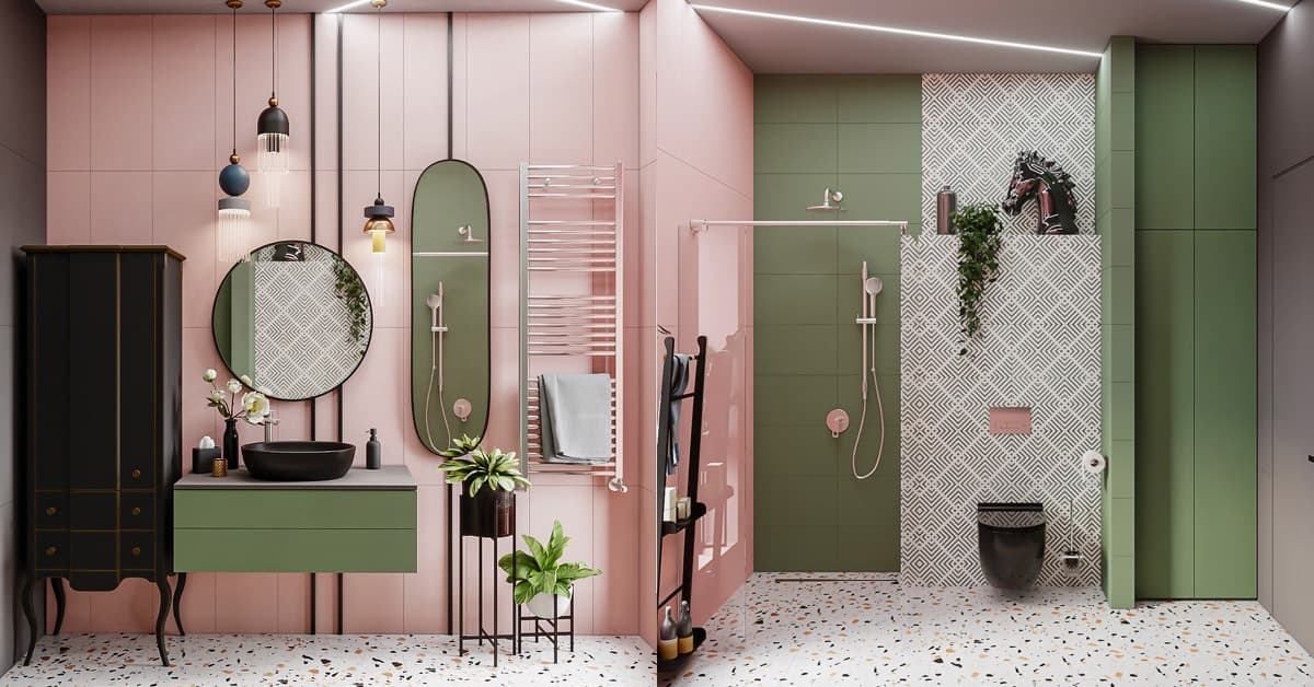9 Inspirasi Keramik Kamar Mandi Warna Pink yang Cantik